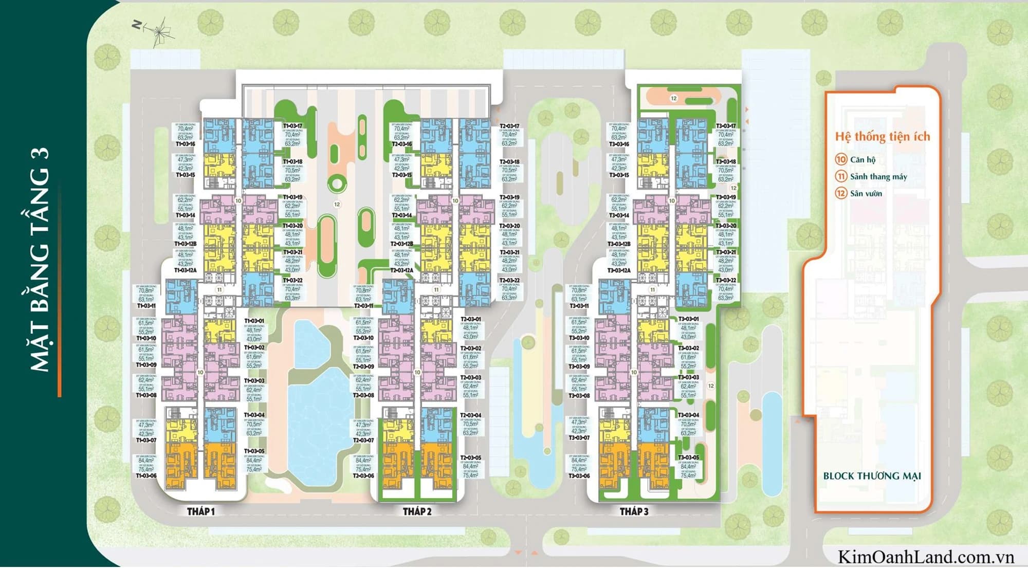 Mặt bằng tầng 3 K-Home City View Đồng Nai