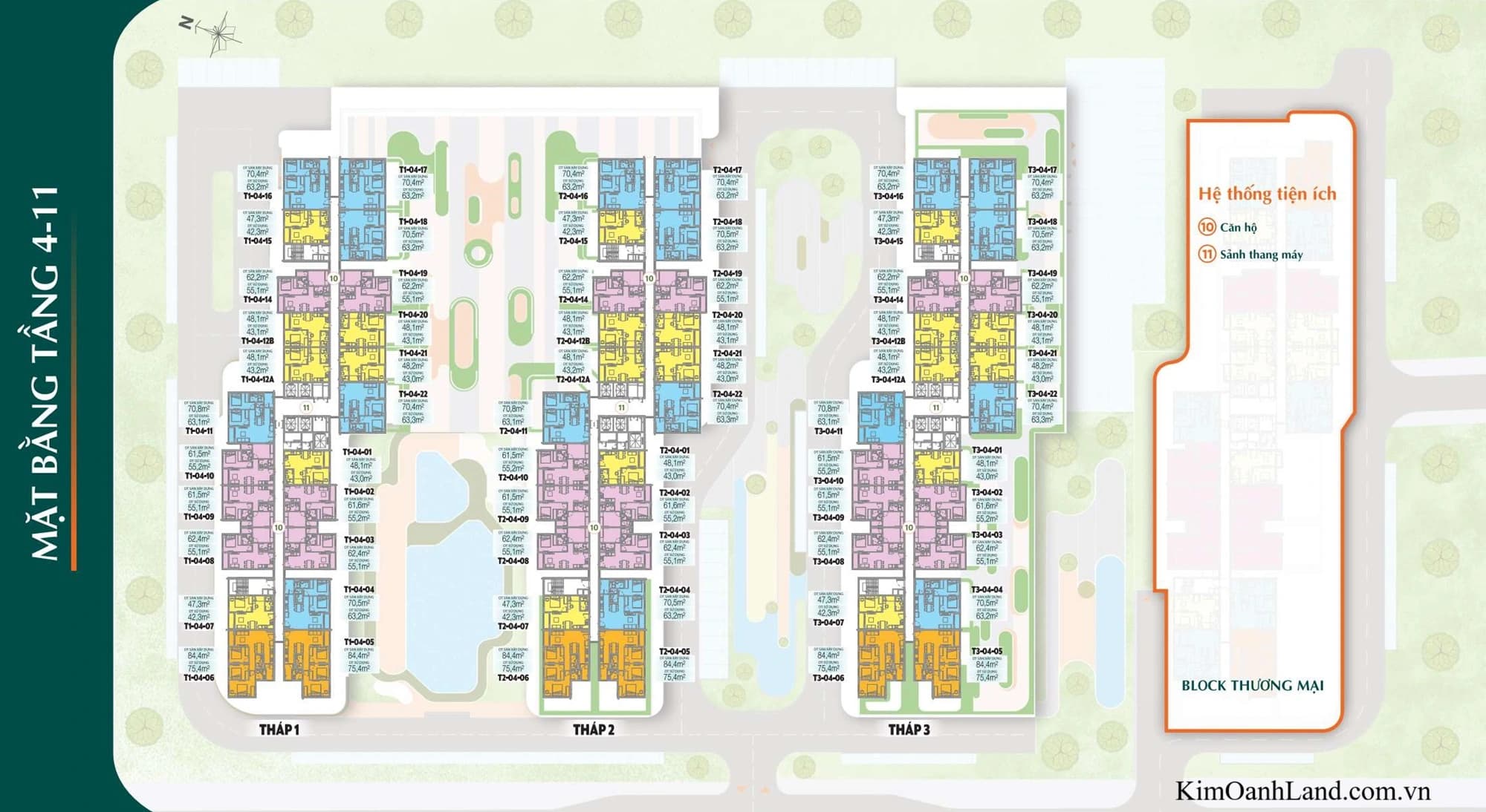 Mặt bằng tầng 4 đến tầng 11 K-Home City View